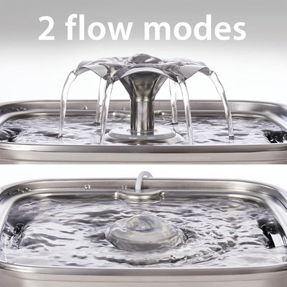 Automatic Pet Fountain Dog Water Dispenser with 3 Replacement Filters & Silicone Mat, Gifts for Cats, Dogs (Silver)