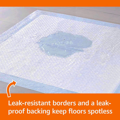 Leak-Proof Dog and Puppy Potty Training Pee Pads with Quick-Dry 5-Layer Super Absorbent Design, Regular Size 22 x 22 inch, Blue & White, 100 Count